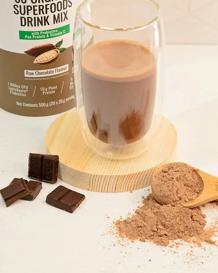 50 Organic Superfood Drink Mix Raw Chocolate Nature's Nutrition