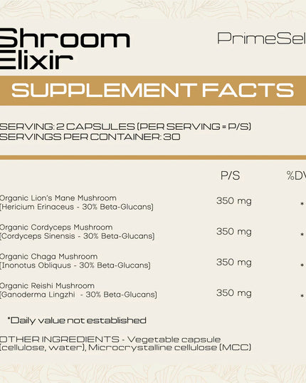 Shroom Elixer Capsules PrimeSelf